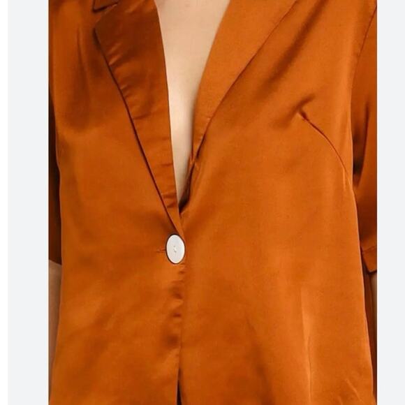 Anthropologie Charlie Holiday Heavenly Copper Rust Button Shirt size 4 - Picture 2 of 9